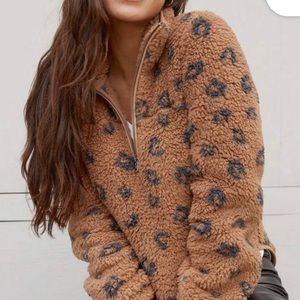 Abercrombie and Fitch cheetah fleece zip jacket